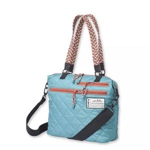 Kavu Puffentote Bag Crossbody Sling Travel Quilted Tote - Blue Spruce